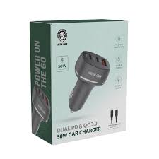 GNCCDLQCACBK GREEN LION USB-A TO TYPE-C DUAL QC3.0 CAR CHARGER