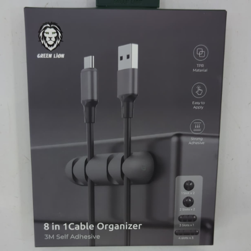 GNCABORG8BK GREEN LION 8 IN 1 CABLE ORGANIZER 3M SELF ADHESIVE