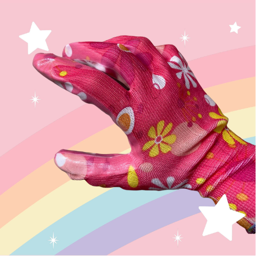Guantes Floreados Engomados
