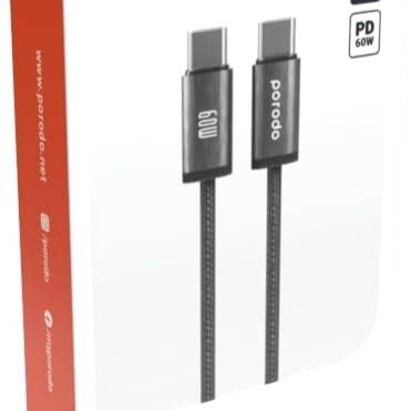 PD-W60CC1-BK PORODO WOVEN BRAIDED USB-C TO USB-C CABLE