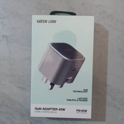 GNGANAD45GY GREEN LION GAN 45W 2USB-C PORTS PD3.0 ADAPTER