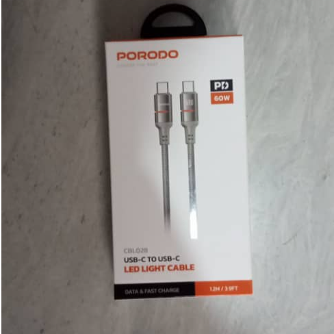 PD-CBL0028-GY-C PORODO USB-C TO USB-C LED LIGHT CABLE