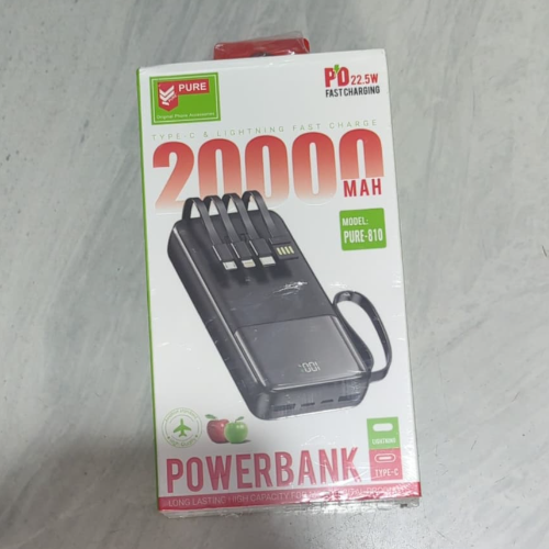 PURE-810 PURE 20000MAH PD22.5W FAST CHARGING POWERBANK