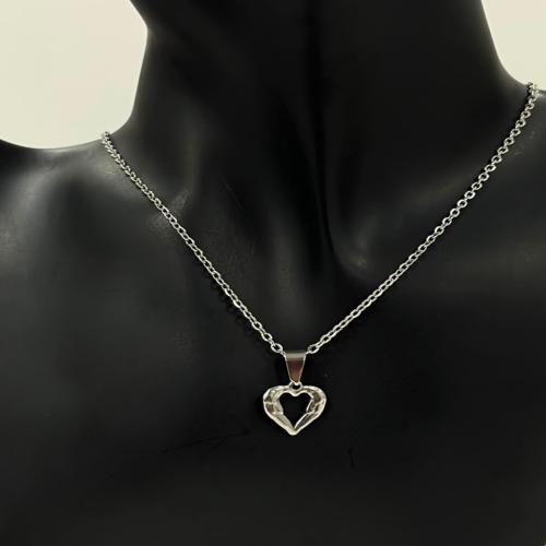 silver heart stones necklace
