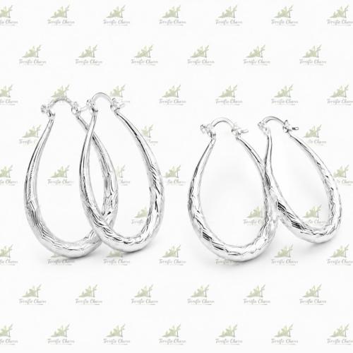925 Silver Plated Oval Wave Earrings
