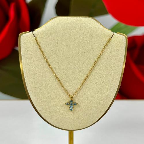 Stones white cross necklace