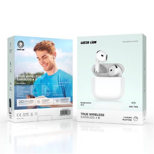 GNTWS4G1WH GREEN LION V5.3 ENC TWS TRUE WIRELESS EARBUDS 4