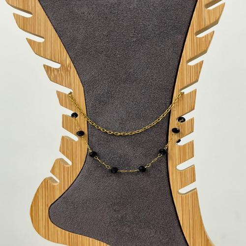 Layered  black dot anklet