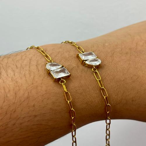 Open cuban stone bracelet