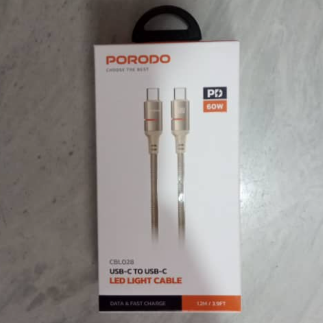 PD-CBL0028-GD-C PORODOCBL0128 USB-C TO USB-C LED LIGHT CABLE