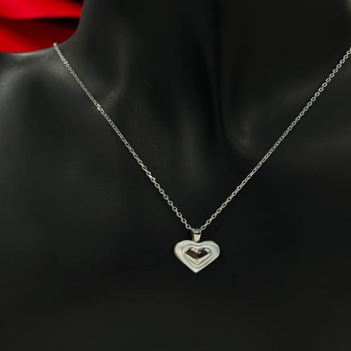 Double silver heart necklace