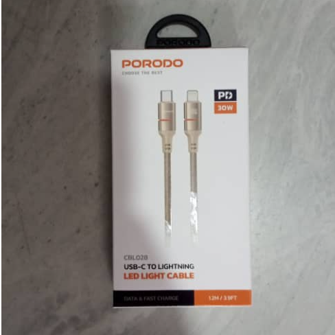 PD-CBL0028-GD-L PORODO CBL028 USB-C TO LIGHTNING LED LIGHT CABLE