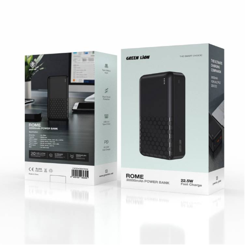 GNROM30KPBBK GREEN LION ROME 30000MAH POWER BANK