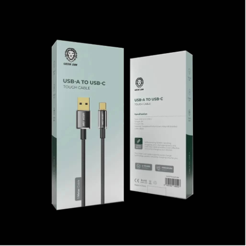 GNTPTGHATCBK GREEN LION 3A 1M USB-A TO USB-C TOUCH CABLE