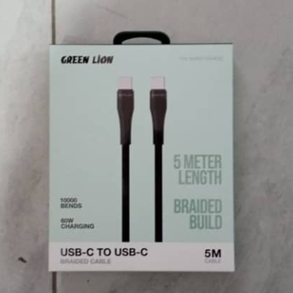 GNUC2UCBC5BK GREEN LION  5M USB-C TO USB-C BRAIDED CABLE