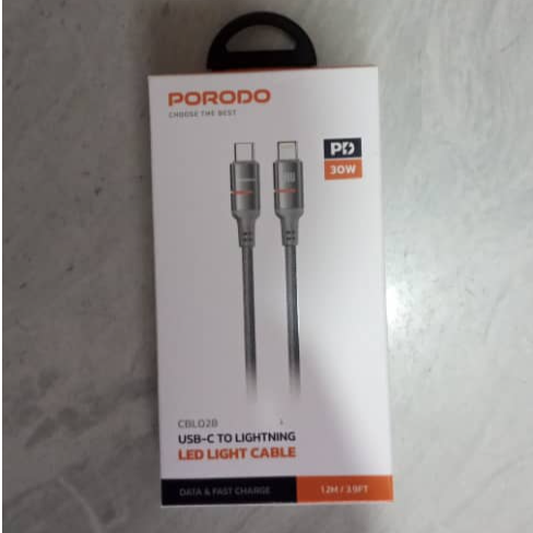 PD-CBL0028-GY-L PORODO CBL USB-C TO LIGHTNING LED LIGHT CABLE
