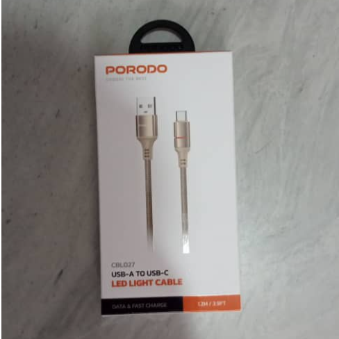 PD-CBL0027-GD-C PORODO CBL027 USB-A TO USB-C LED LIGHT CABLE