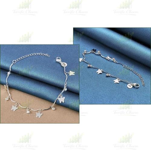 925 Sterling Silver Zirconia Bracelet With Butterfly Pendant Des
