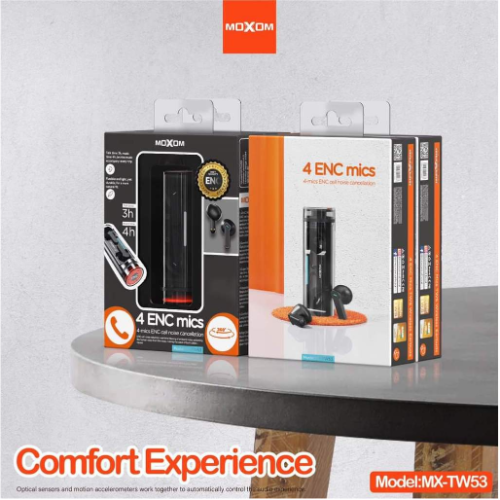 MX-TW53 MOXOM 4-MICS ENC CALL NOISE CANCELLATION EARBUDS