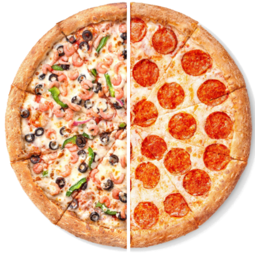 PIZZA MITAD Y MITAD 50CM