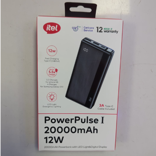 A1160 ITEL 12W 20000mAH POWERPULSE 1 POWER BANK