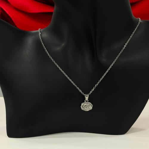 silver rose neklace