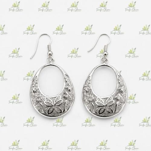 Silver Plating Charm Butterfly Hollow Hoop Earrings