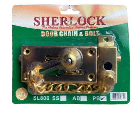SHERLOCK DOOR CHAIN & BOLT 806 PB
