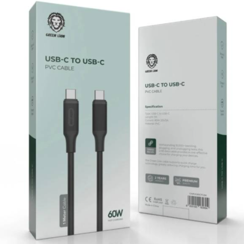 GNPVC60CTCBK GREEN LION 60W USB-C TO USB-C PVC CABLE