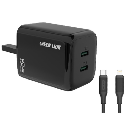 GNPD40UCLWCBK GREEN LION 40W LIGHTNING DUAL PD WALL CHARGER