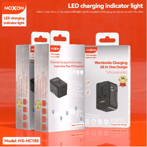 MX-HC185 MOXOM 3A WORLDWIDE CHARGING ALL IN ONE DESIGN CHARGER