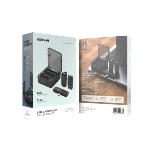 GN2N1MCTYCBK GREEN LION TYPE-C 2 IN 1 MICROPHONE DIGITAL DISPLAY