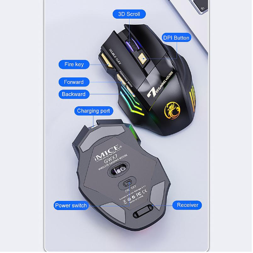 GW-X7 IMICE 3200 DPI RECHARGEABLE GAMING WIRELESS MOUSE