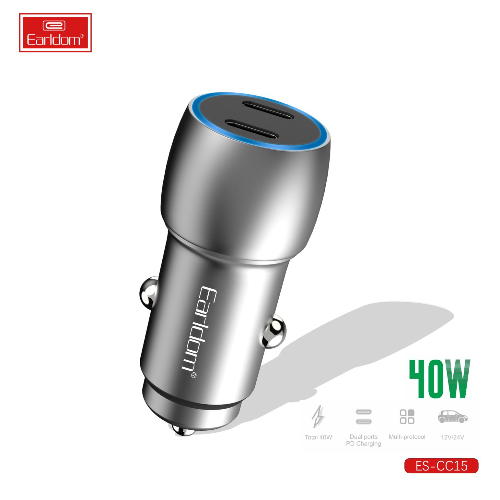 ES-CC15 EARLDOM C TO C 40W DUAL USB PD CAR CHARGER