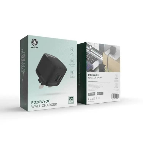 GNPDQ2UKWCBK GREEN LION PD20W+QC WALL CHARGER