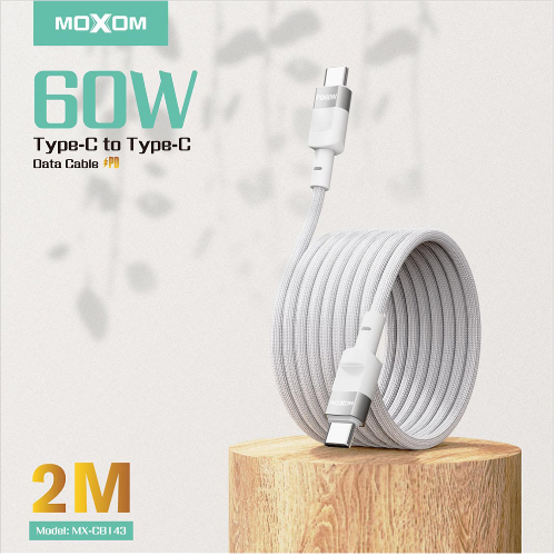 MX-CB143 MOXOM TYPE-C TO TYPE-C 60W 2M PD DATA CABLE