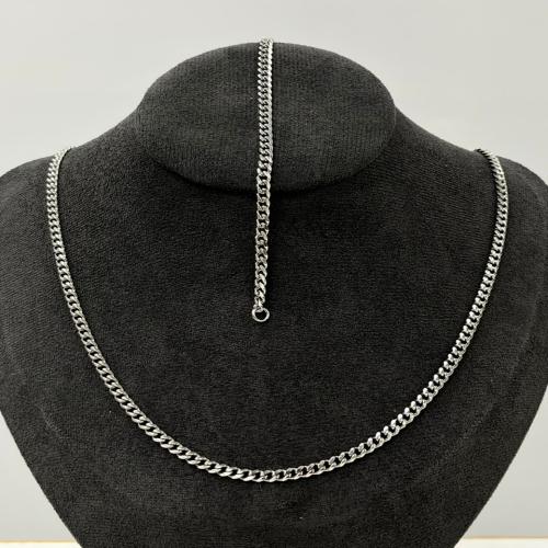 Silver small cuban necklace set