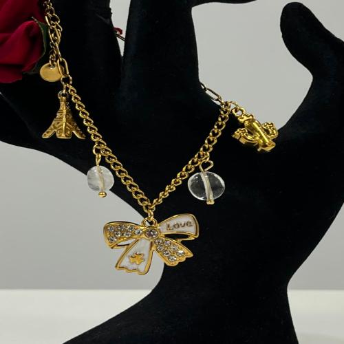Stones bow tie pearl bracelet