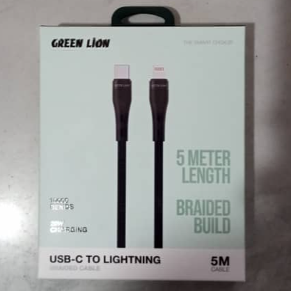 GNUC2LBC5BK GREEN LION 5M USB-C TO LIGHTNING BRAIDED CABLE