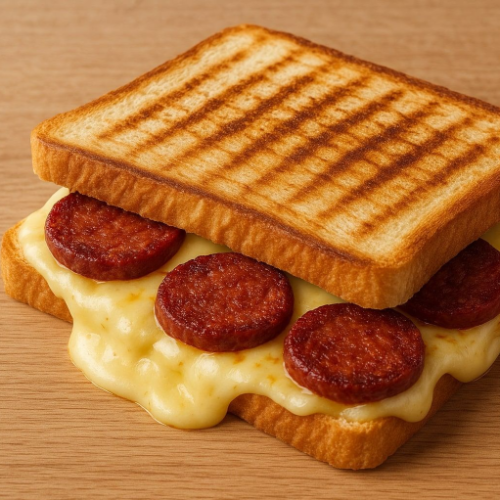 Cheese With Turkish Spicy Sausage Toast
