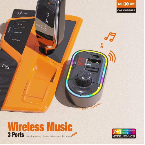 MX-VC27 MOXOM 3.4A 12.6V 7+1 WIRELES MUSIC CAR CHARGER